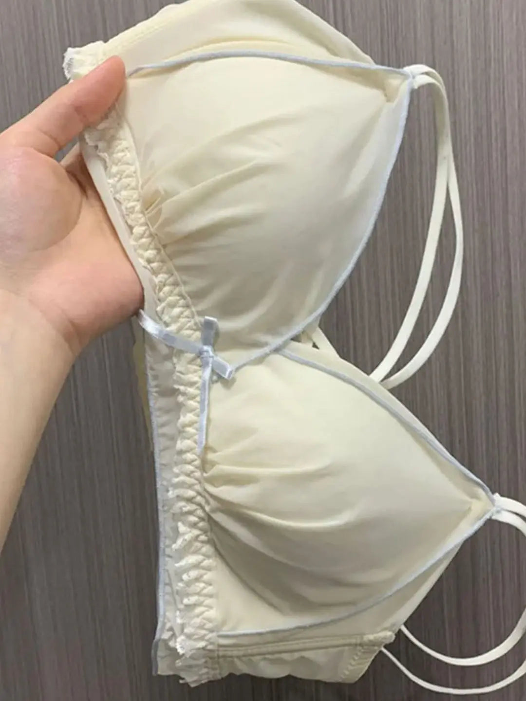 Women's French Ruffle Bralette Set | Wirefree Push Up with Silk Touch Thin Cups for Small Chest | Sweet & Trendy MOYISU Bra S-XL