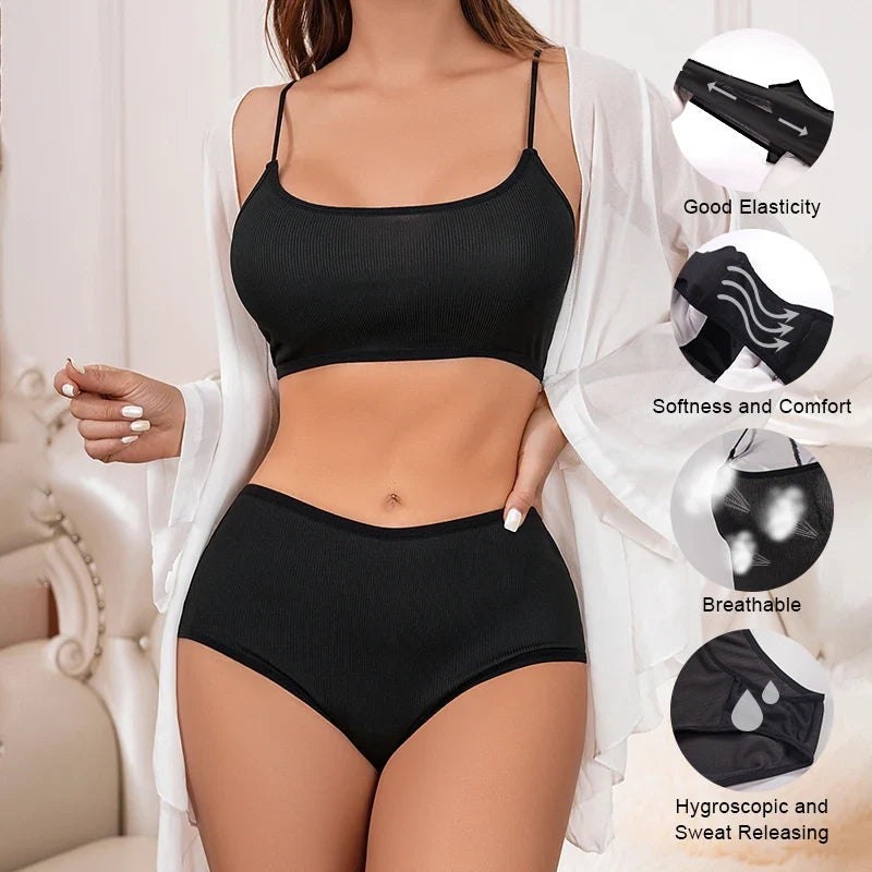 2pcs/pack Seamless Women Underwear Set Wireless Panties and Bra Sexy Briefs Tank Crop Top Brassiere Black Sexy Lingerie Sets