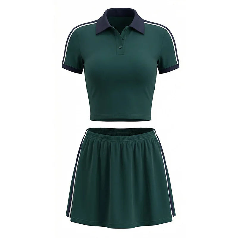 Women's suit sports casual short-sleeved polo shirt and skirt two-piece suit