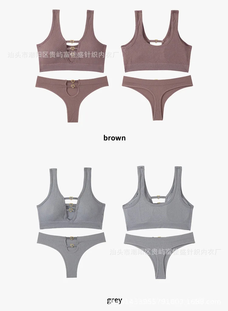 Sexy seamless underwear set push-up bra vest sports breathable push-up set