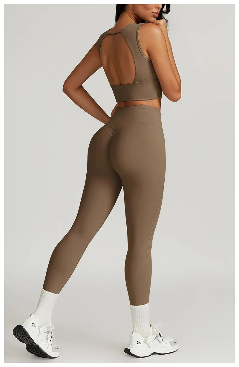 2 Pieces Yoga Suit Women Sexy Tight-Fitting Fitness Sports Set Gym Bra Elasticity High Waist Leggings Female Athletic Wear 8793