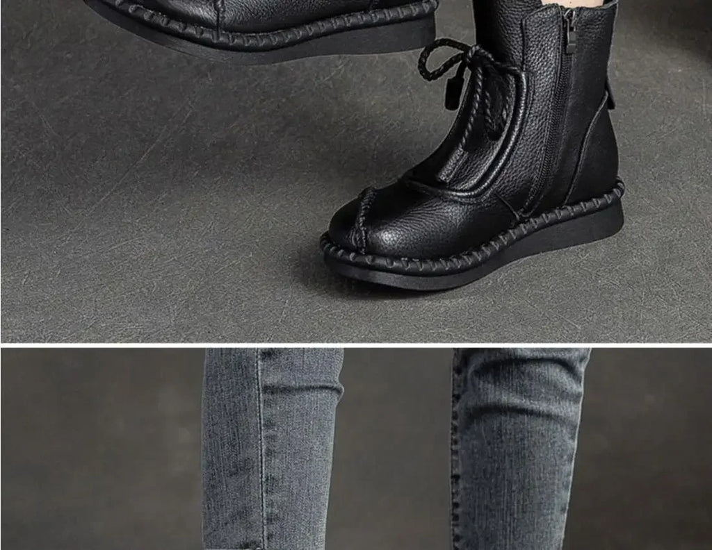Shoes for Women  Cross-tied Ladies Boot Daily Boots Hot Sale Cotton Shoes Round Toe Comfortable Flat Shoes Women Ankle Boots