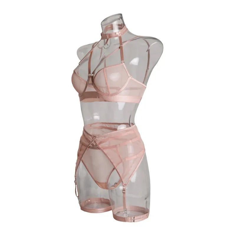 Toucheart Fantasia Lingeries Sexy Female Seamless Bra Kit Push Up Tulle Transparent Underwear Suspenders Complete Lace Bra Sets
