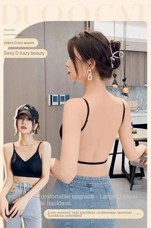 MOYISU Slim Back Bras Women with Small Breasts Gathered Up To Close The Breast with A Backless Bra Cover Without Underwire