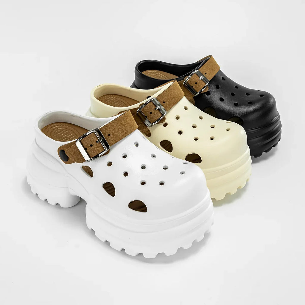 Women Fashion Clogs Indoor Street Slippers 10CM High Heels Sandals Thick Sole Beach Slides Female Leisure Platform Shoes