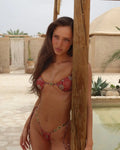Sexy Patterned Bikini Top and Bottoms with Green Gemstones Perfect for Beach Wear and Pool Parties Summer Getaways Vacation Wear