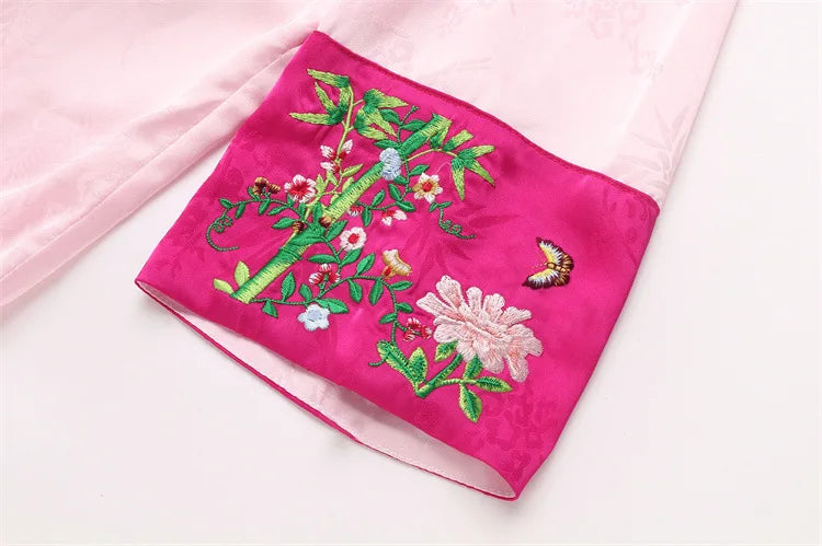 New Chinese style pajamas with breast pads, simulated silk, ice silk home wear, satin jacquard pajamas set