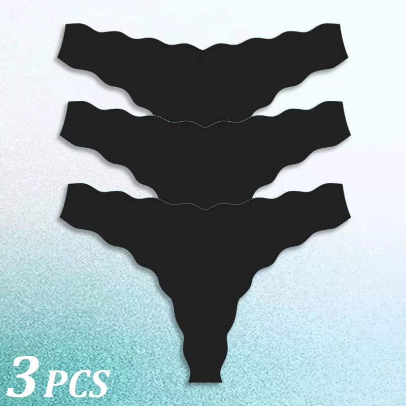 3PCS Women Seamless Panties Wavy Design Ultra-thin Panties Women Ice Silk Underwear Sexy Panty Low Waist G-string Female Solid