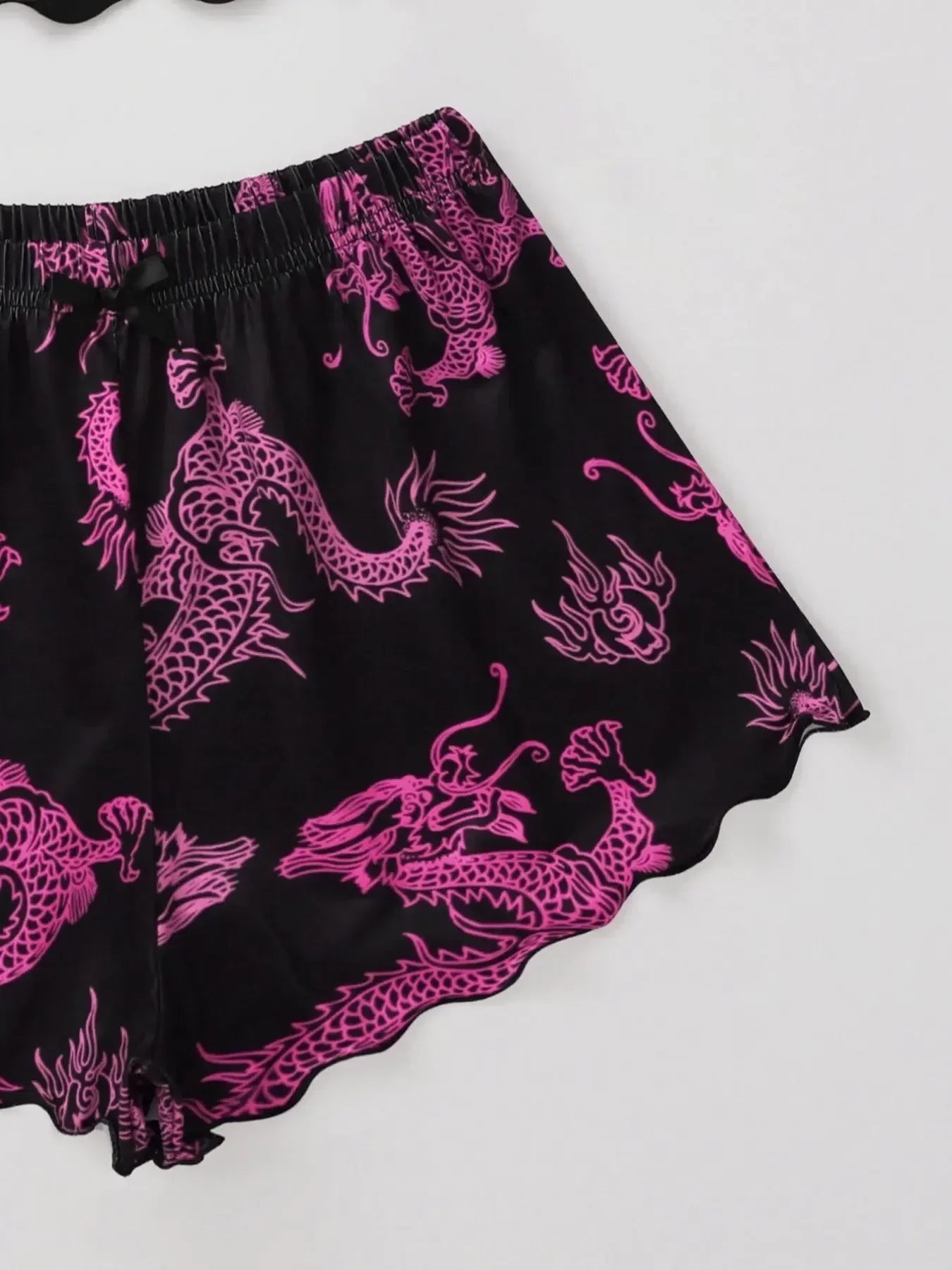 Summer Pajamas Set for Women Nightwear Sexy Dragon Printed Vest Halter Top Shorts Suit Homewear Sleepwear Loungewear