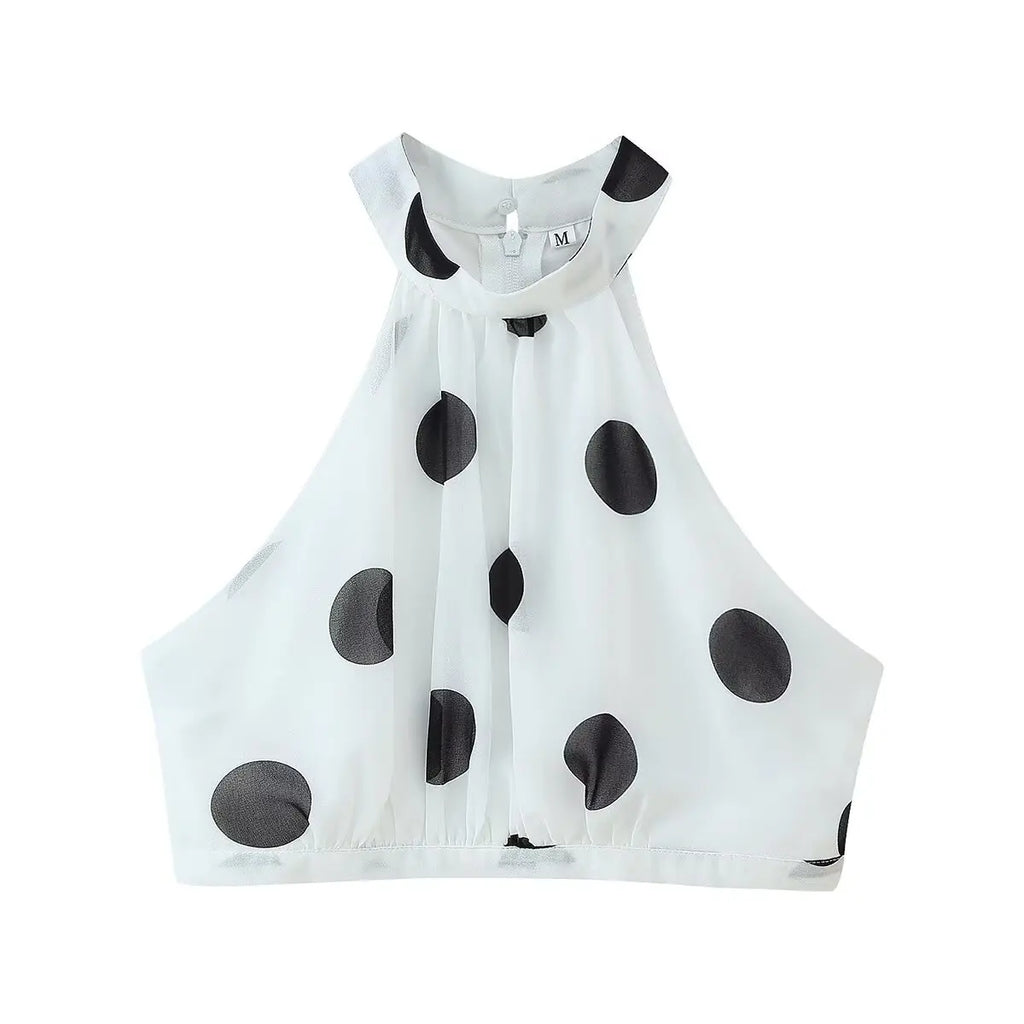 White Polka Dot Two Piece Set For Women Halter Crop Top And Tiered Maxi Skirt Elegant Summer Party Outfit Pure Desire Charm FSW7