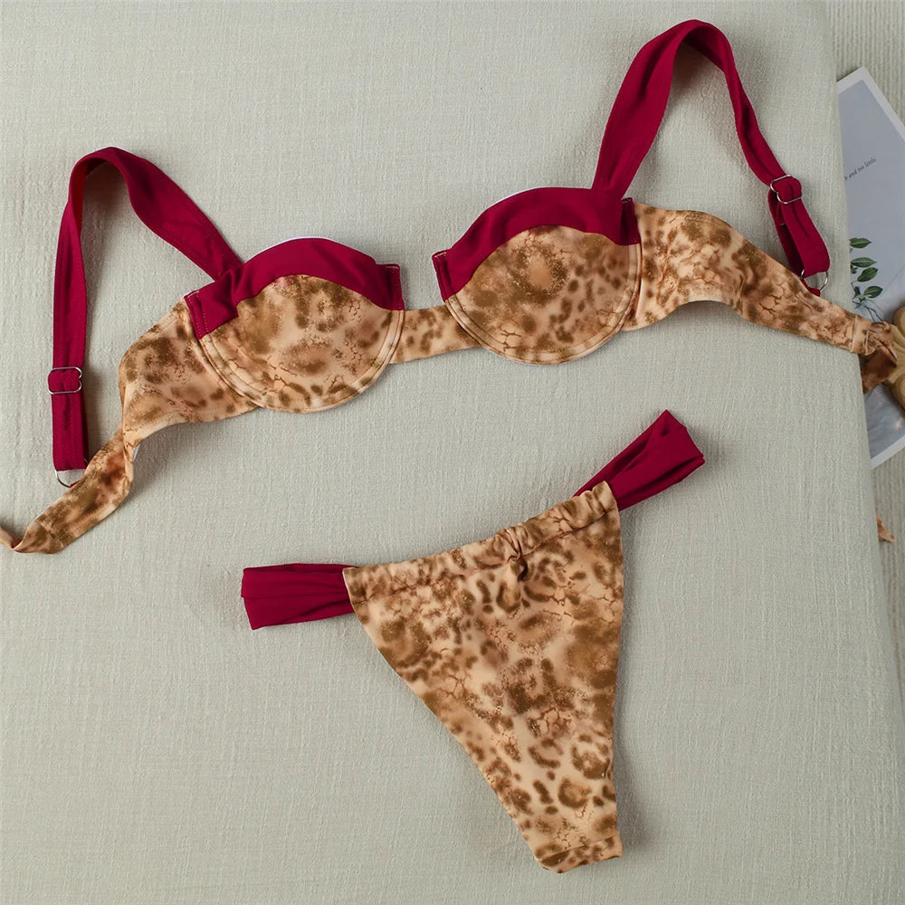 Push Up Bikini 2024 Sexy Women Swimsuit Female Swimwear High Cut Bikini Set Swimming Suit Beachwear Patchwork Brazilian Biquini