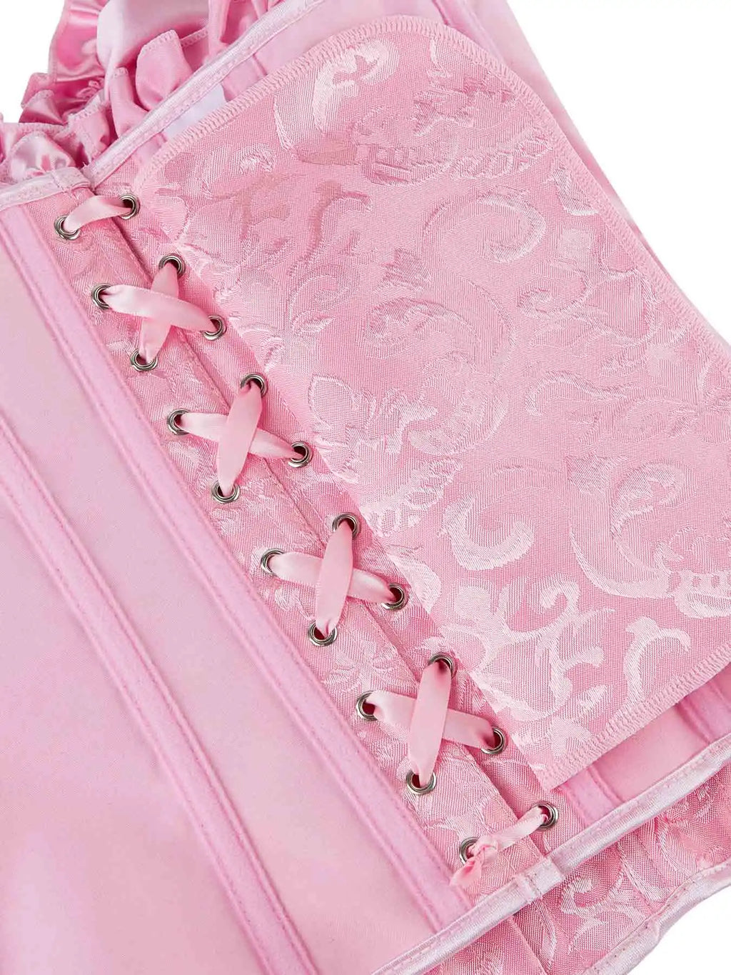 Chest corset with satin ruffled sleeves and waist-tightening palace corset at the back of the shoulder.
