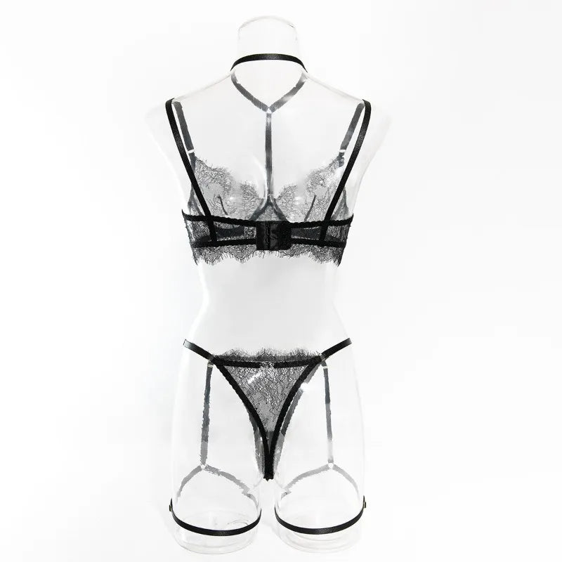 Toucheart Sexy Lingerie Suit Female Sexy See-through Lace Halter Bra Set  Adjustable Leg Ring Set for Women Sexy Underwear New