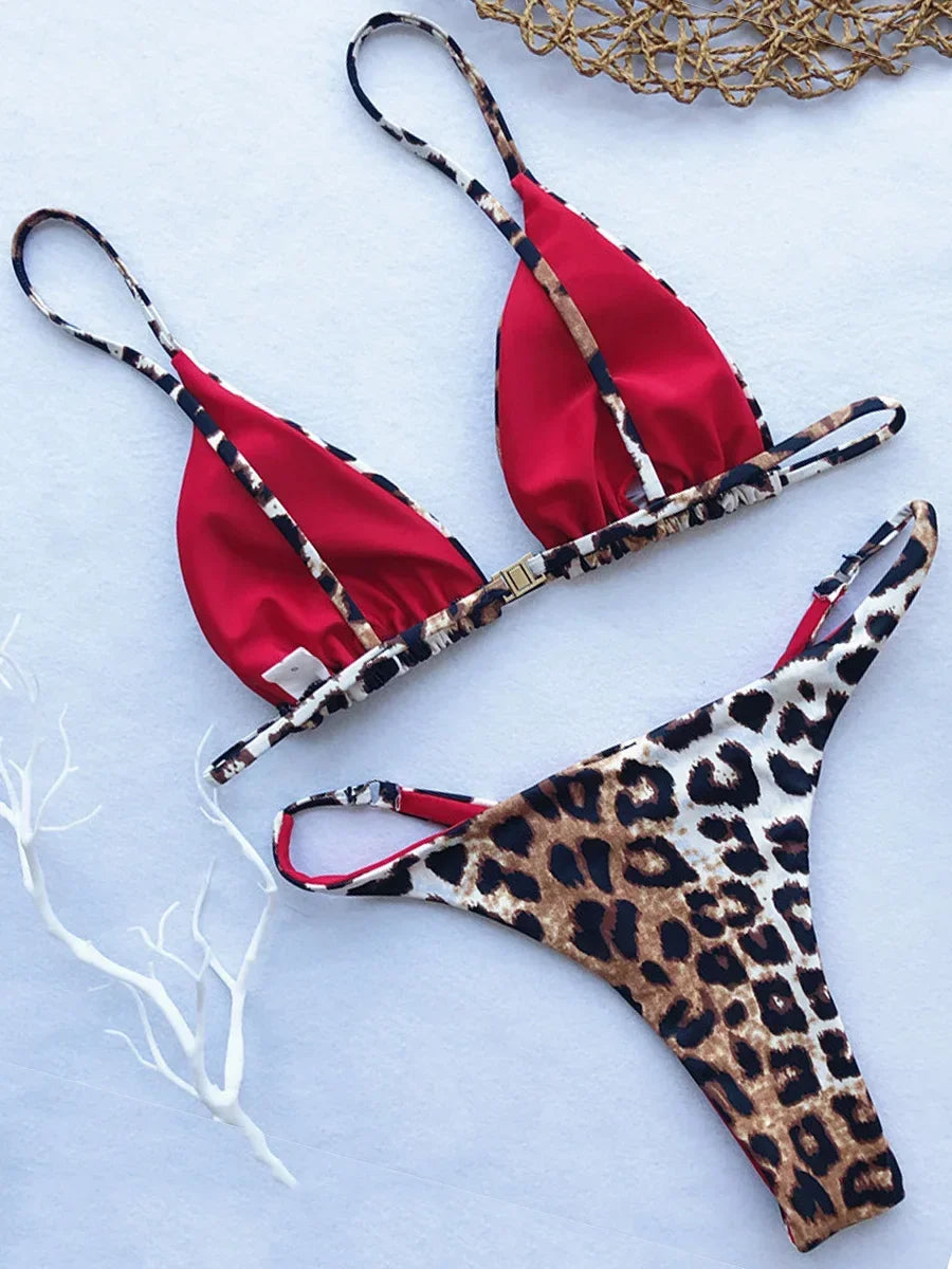 XS - L Leopard Mini Micro Thong Bikini Women Swimsuit Female Swimwear Two Pieces Bikini Set Brazilian Bather Bathing Suit Swim