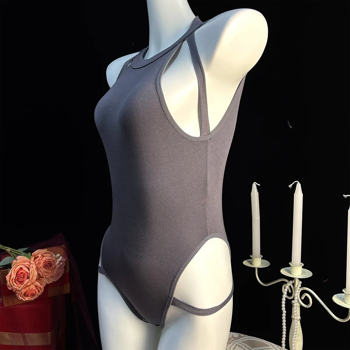Sexy Crotchless Lingerie Women Hollow Sexiest Bodysuit Erotic Costumes Baby Doll Dress Elastic Porn Underwear Open Crotch Outfit