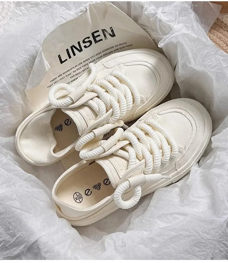 Women's Shoes White  New Canvas Shoes Breathable Comfortable Platform Outdoor Casual Sports Shoes Zapatillas De Mujer