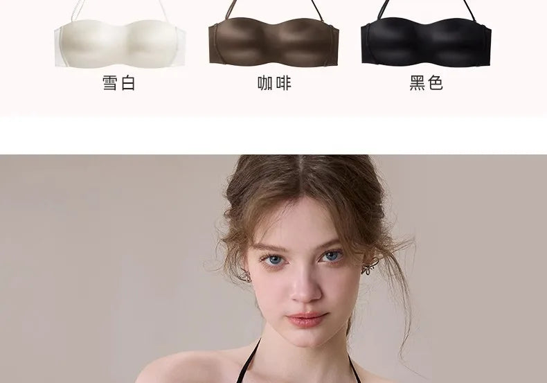 Vintage Multiway Bra Halter Neck Non-Slip Adhesive Bra for Small Bust Satin Backless Strapless Summer Lingerie UK S-XL MOYISU AB