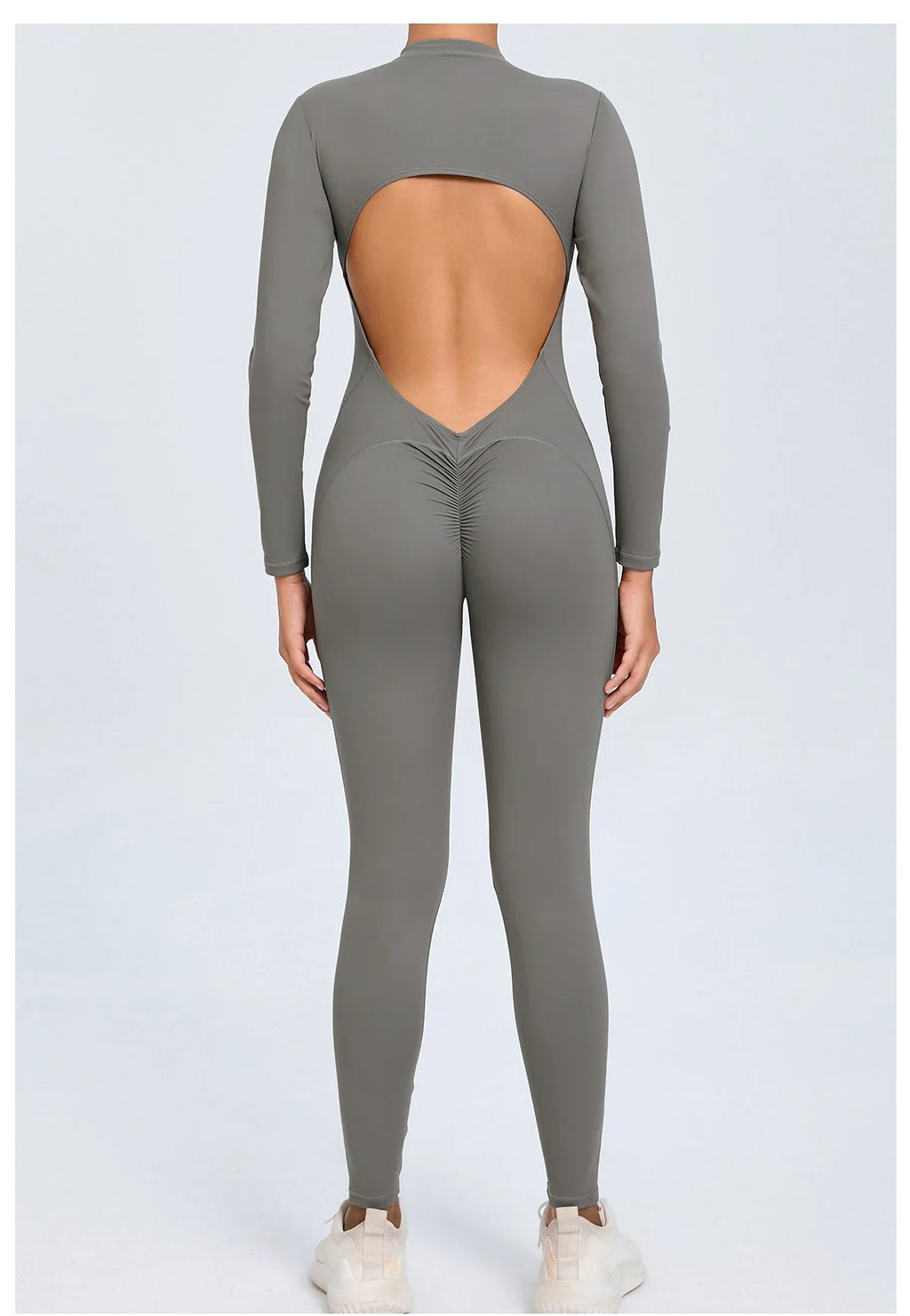 Women Sportwear Yoga Jumpsuit Zip Long Sleeve Back Open Outfit Fitness Tracksuit Tight One-piece Gym Overalls Sports Bodysuit