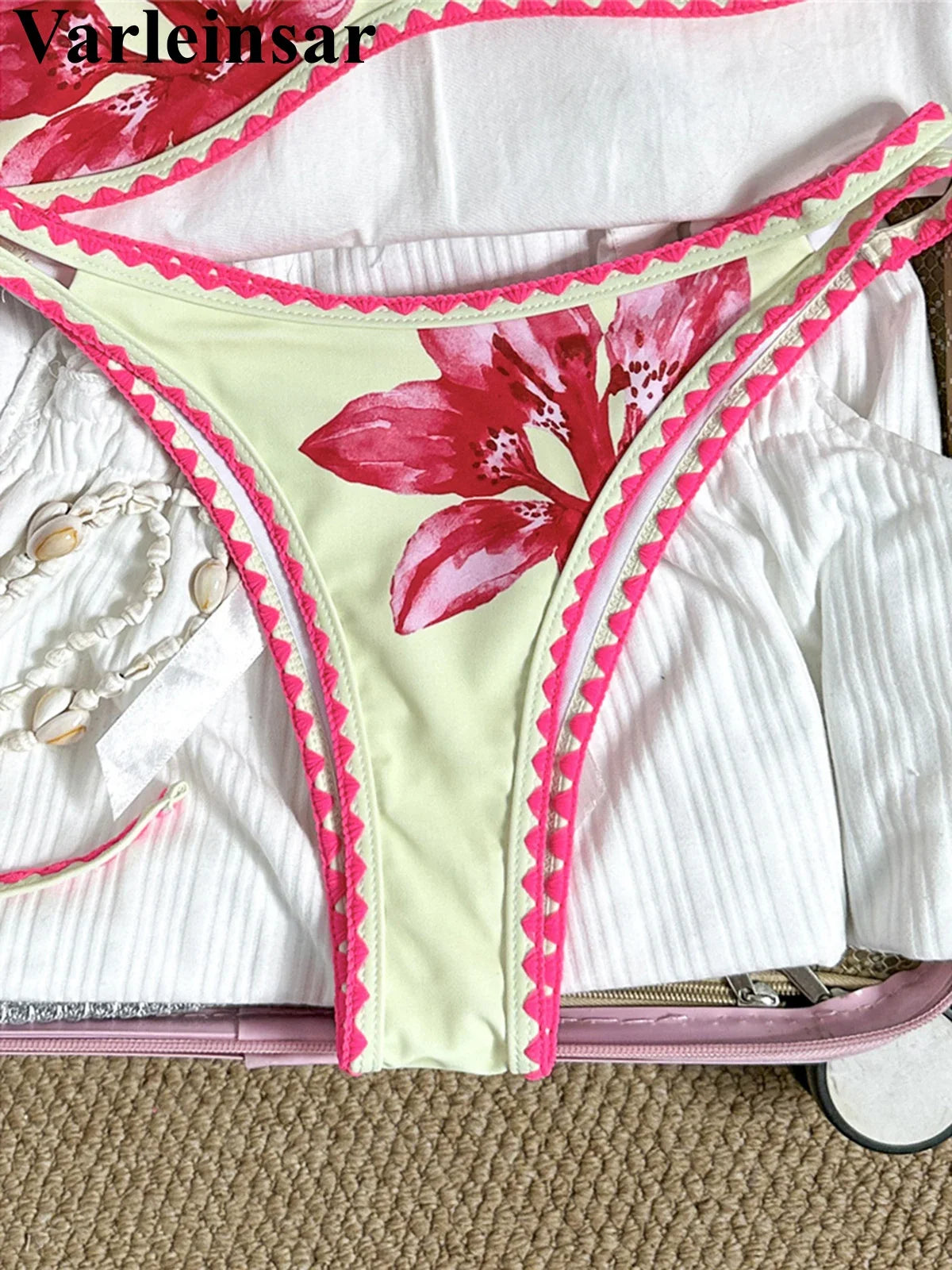 2026 Floral Flower Printed Bikini Women Swimwear Female Swimsuit Two-Pieces Bikini Set Brazilian Bather Bathing Suit Swim V8205