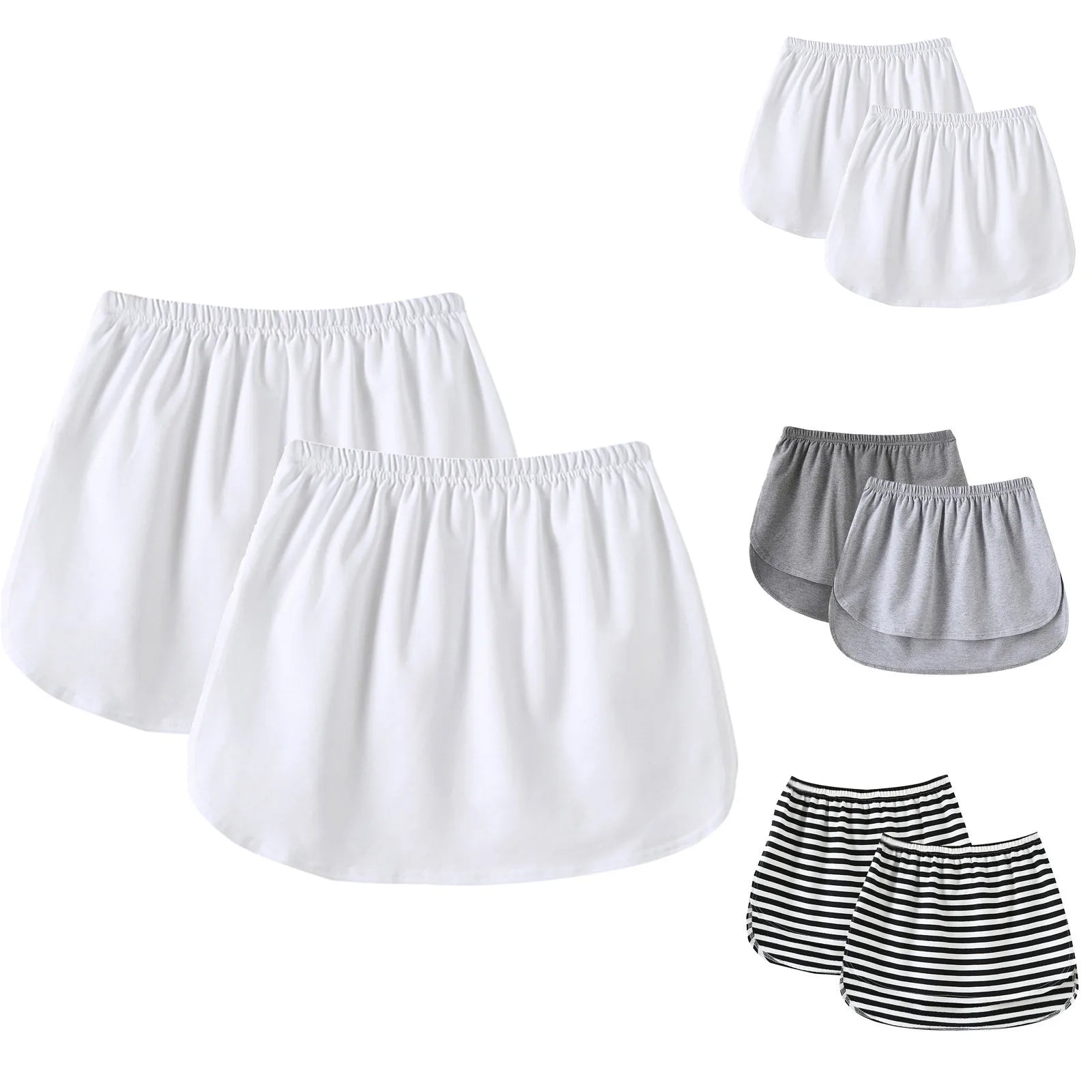 2pc Womens Elastic Waist Layering Underskirt Curved Hem Mini Skirt With Extended Back Casual Versatile Base Layer Top For Shirt