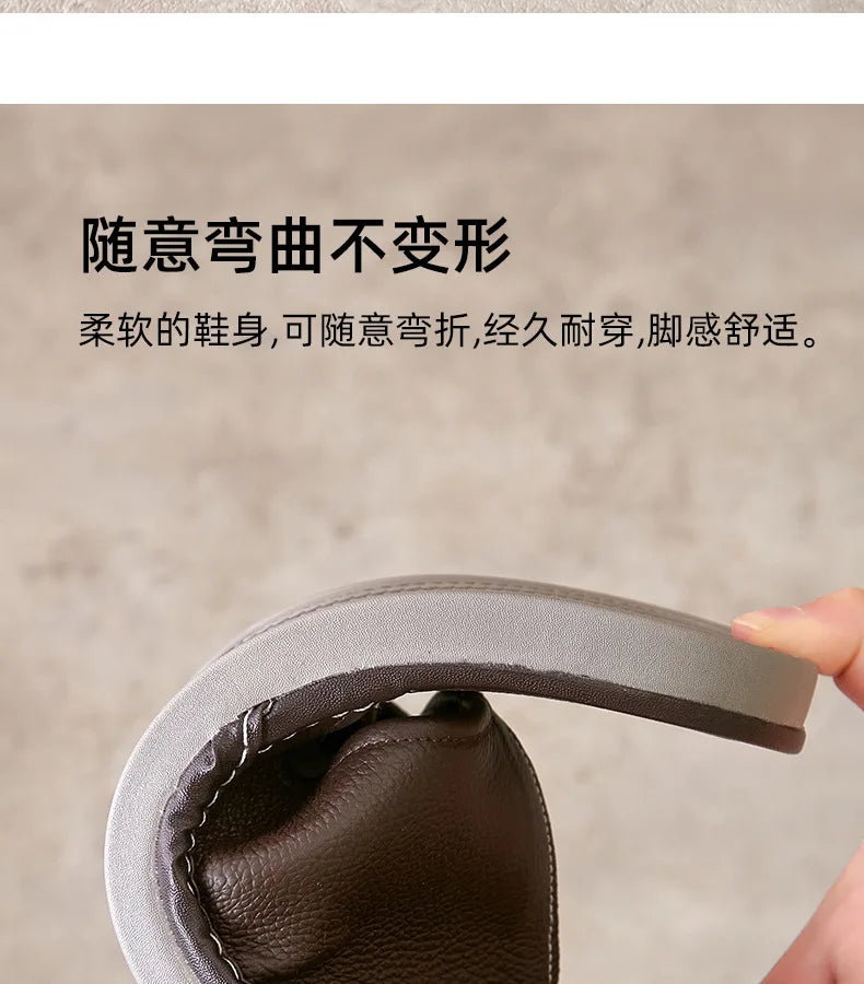 Big Size EU48 Indoor Slippers For Women Men Spring Summer House Shoes Soft Leather Anti-slip Open Toe Couples Home Floor Slides