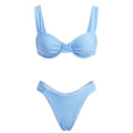 Women Solid Color Bikini Set Sleeveless Bra and Low Waist Briefs 2026 Summer 2 Piece Bathing Suits Beach