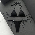 Halter Fishnet Bikini Women Swimwear Female Swimsuit Two-Pieces Bikini Set High Cut Leg Padded Bather Bathing Suit Swim V8339