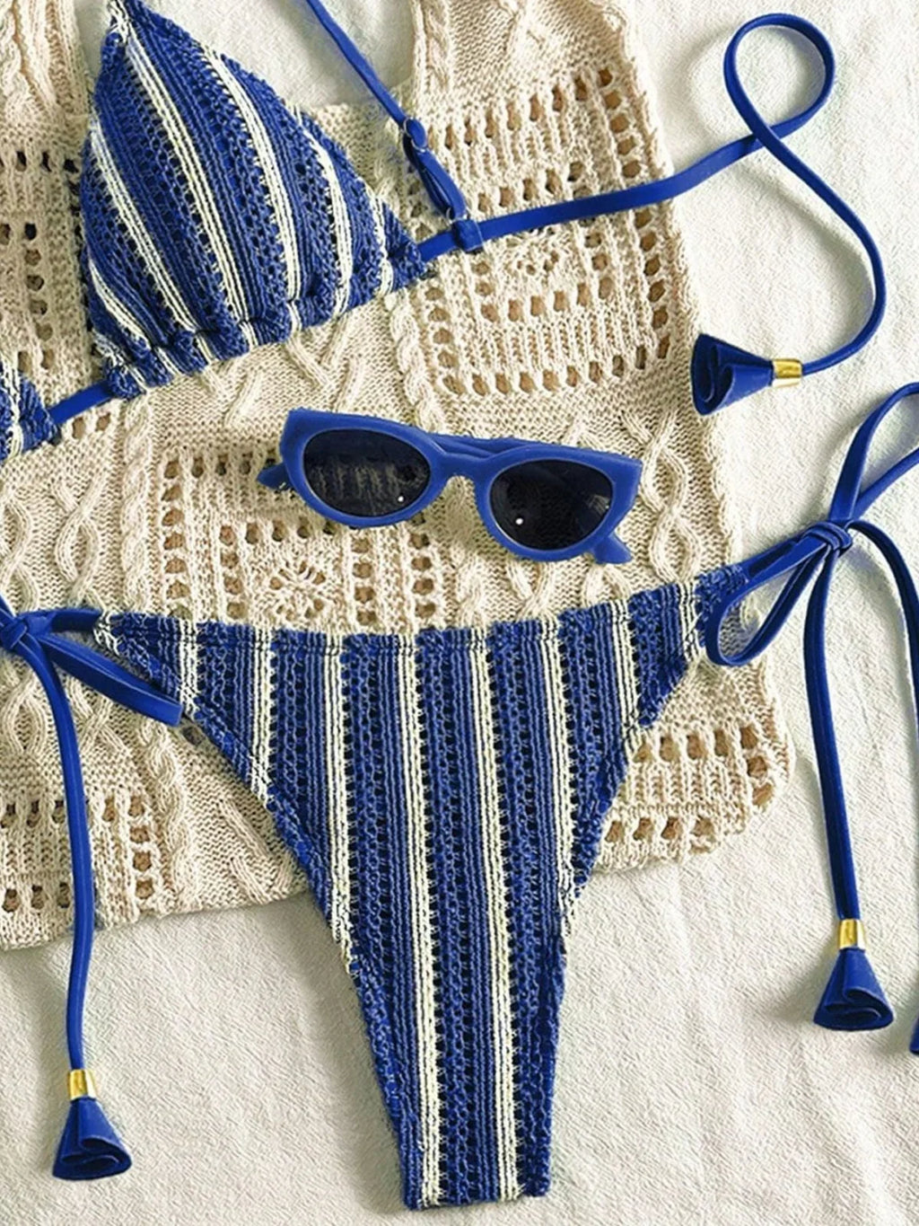 Sexy Orange Striped Bikini Set 2026 Women Halter Push Up Bra Tassel Bandage Thong Swimsuit Summer Holiday Bathing Suit Swimwear