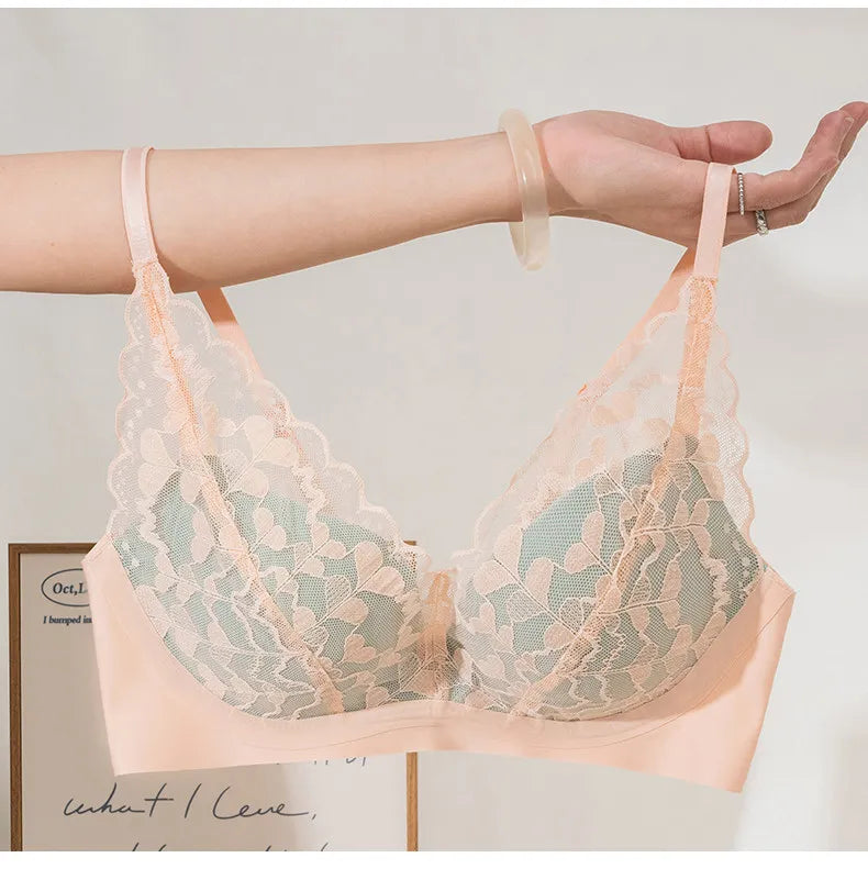 French Style Sexy Lace Underwear Set, Non-Padded Push Up Bra for Small Bust, Wirefree & Breathable, New Hot Bestseller MOYISU AB