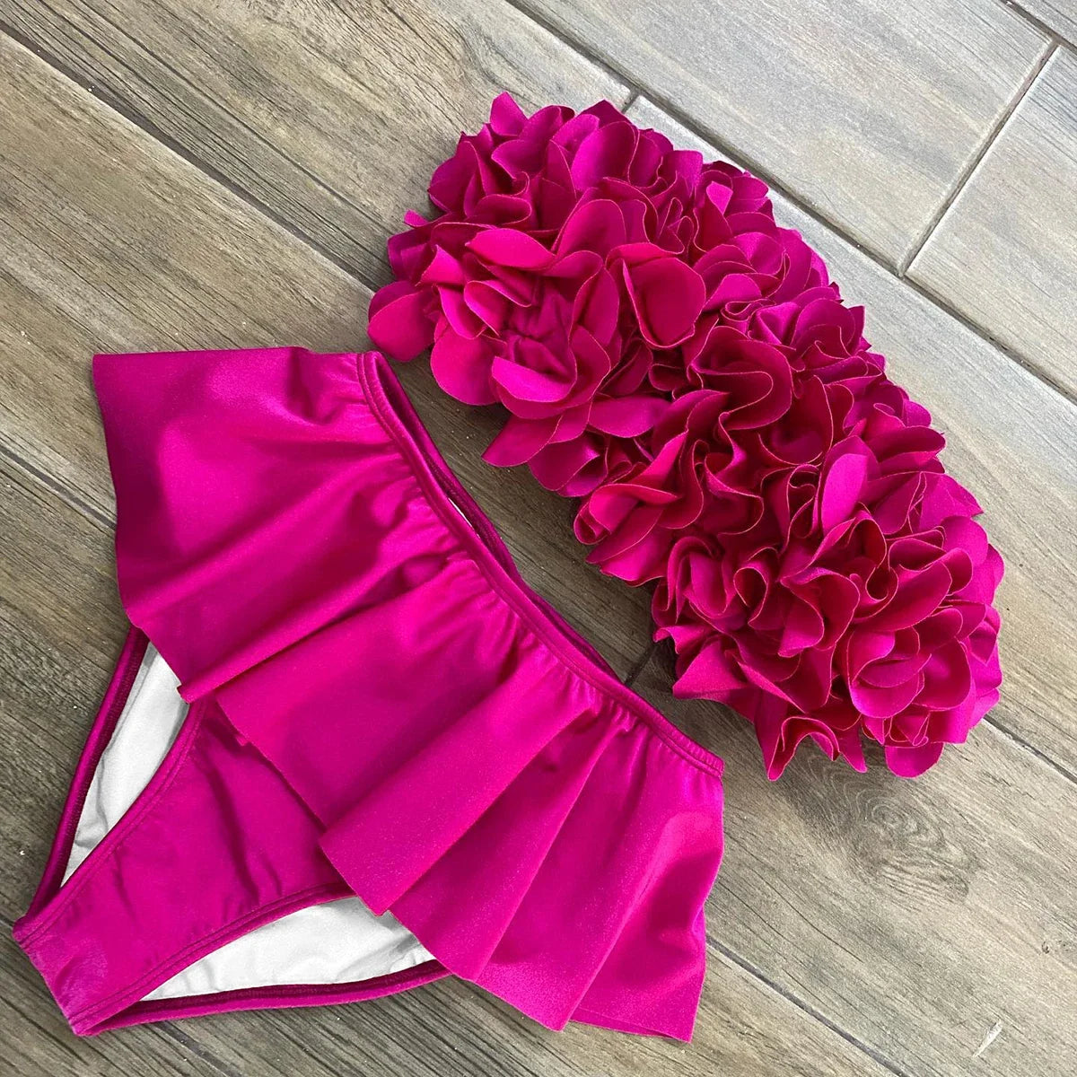 Sexy 3D Flower Bikini Set Brazilian Biquini Low Waist Swimwear Push Up SwimSuit Women Solid Swimwear Sexy Beach Wear Female