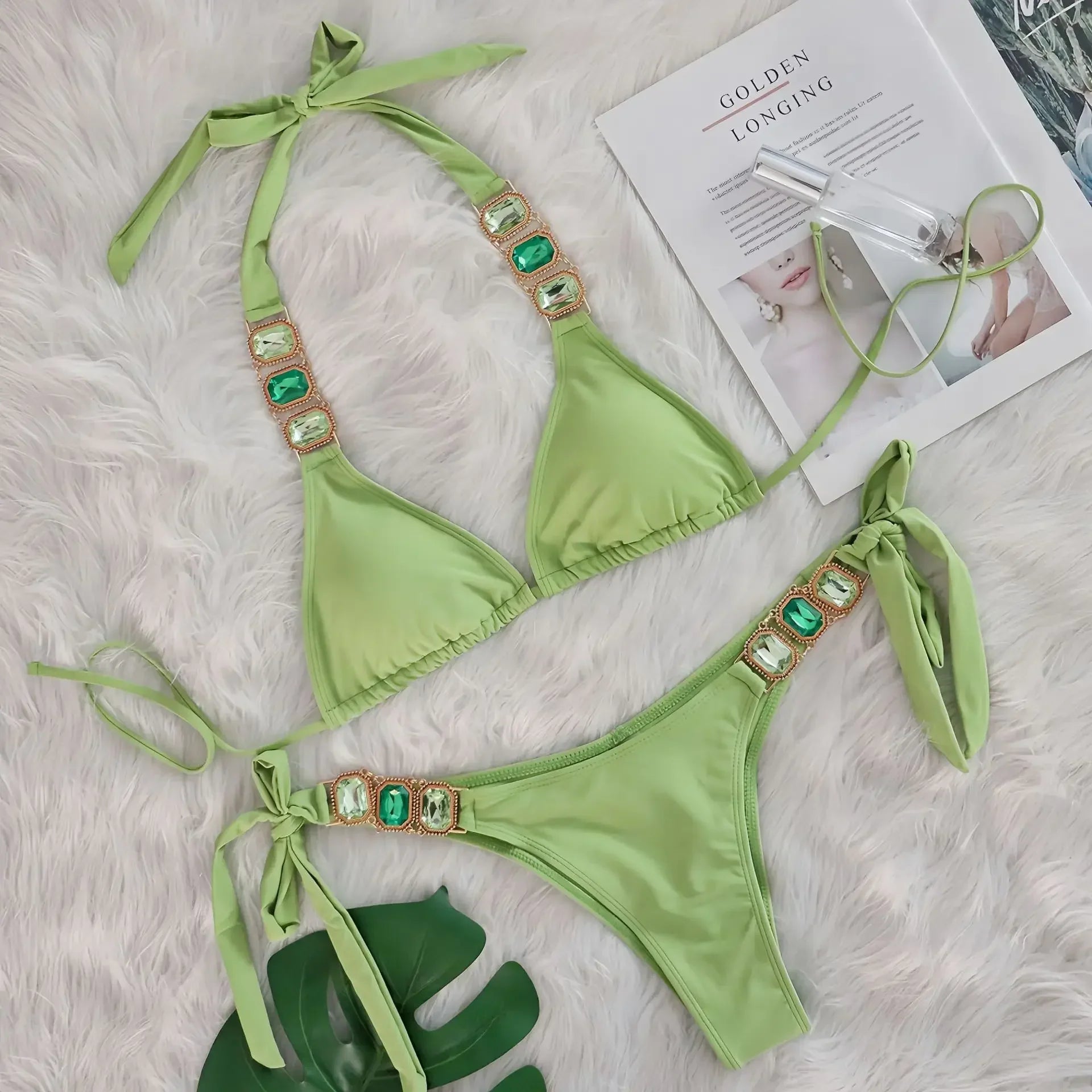 Halter Scrunch Butt Rhintstone Diamond Bikini Women Swimsuit Female Swimwear Two Pieces Bikini Set Brazilian Bathing Suit Swim
