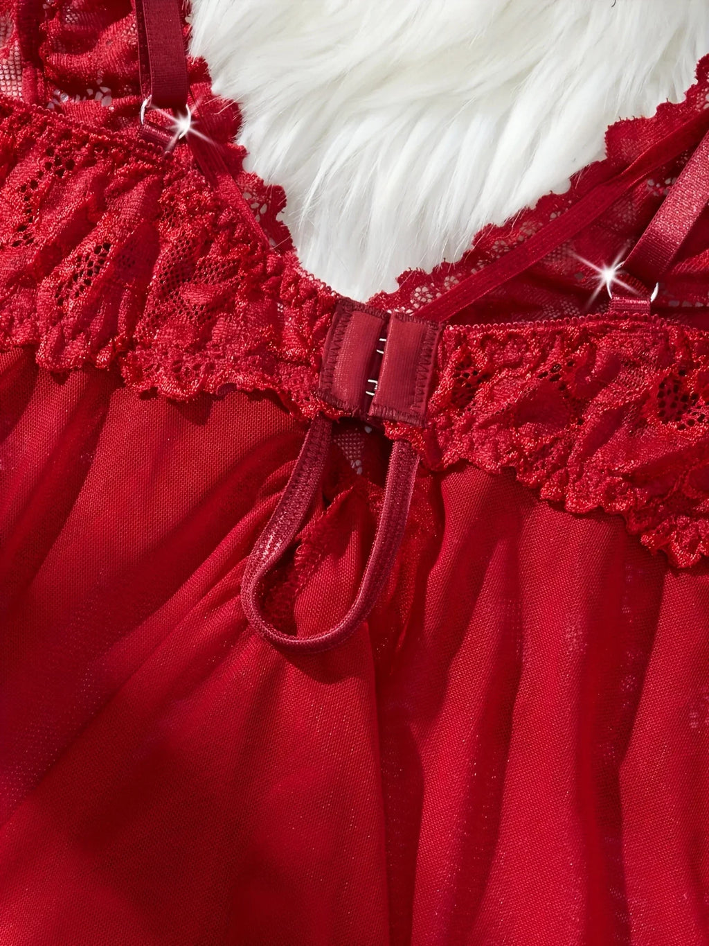 Summer Nightdress Women's Sexy Transparent Red Lace See Through Underwear Sleepwear Sleep Dress and Panty Sets Nighty