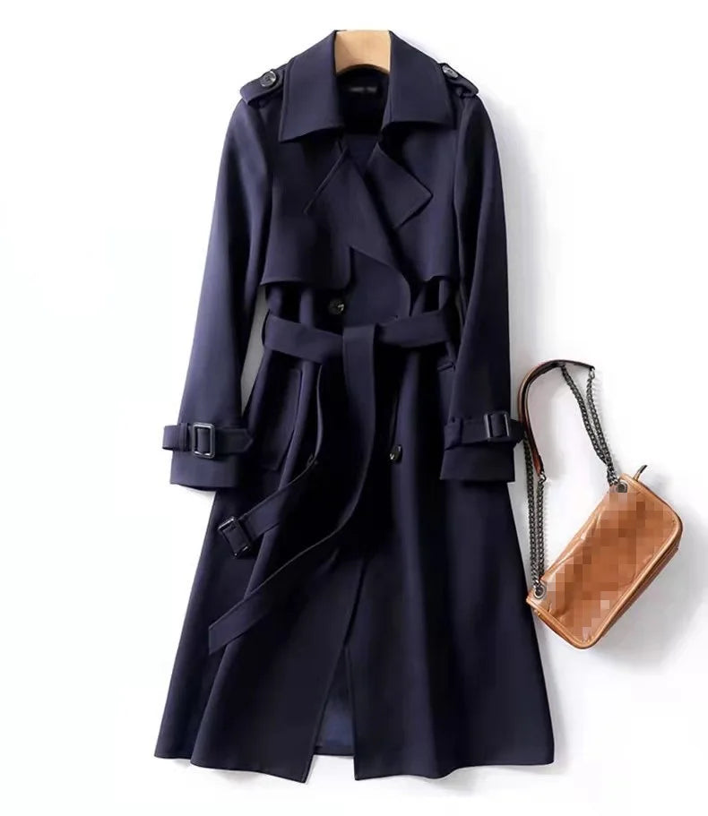 Phantasy Trench Coat Women Long Sleeve Jacket British Style Long Cloack Lace Up Elegant Office Lady Trench Spring Autumn Outfit