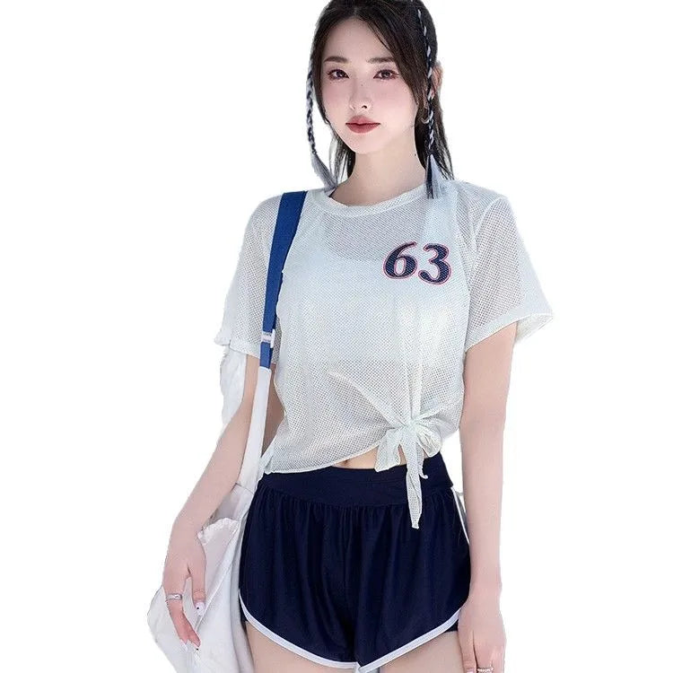 New High-end Split Swimsuit with Sports Style and Flat Angle Pants for Slimming and Vacation Swimsuits Cross-border