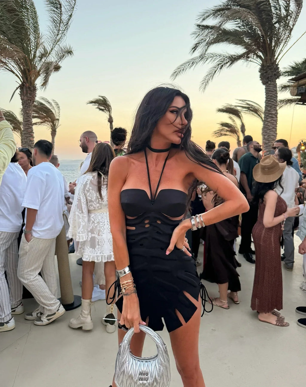 2026 New Arrival Chic Black Structured Swimsuit Deep V-Neck Cut-Out Design Perfect for Beach Wear Pool Parties Summer Beachwear