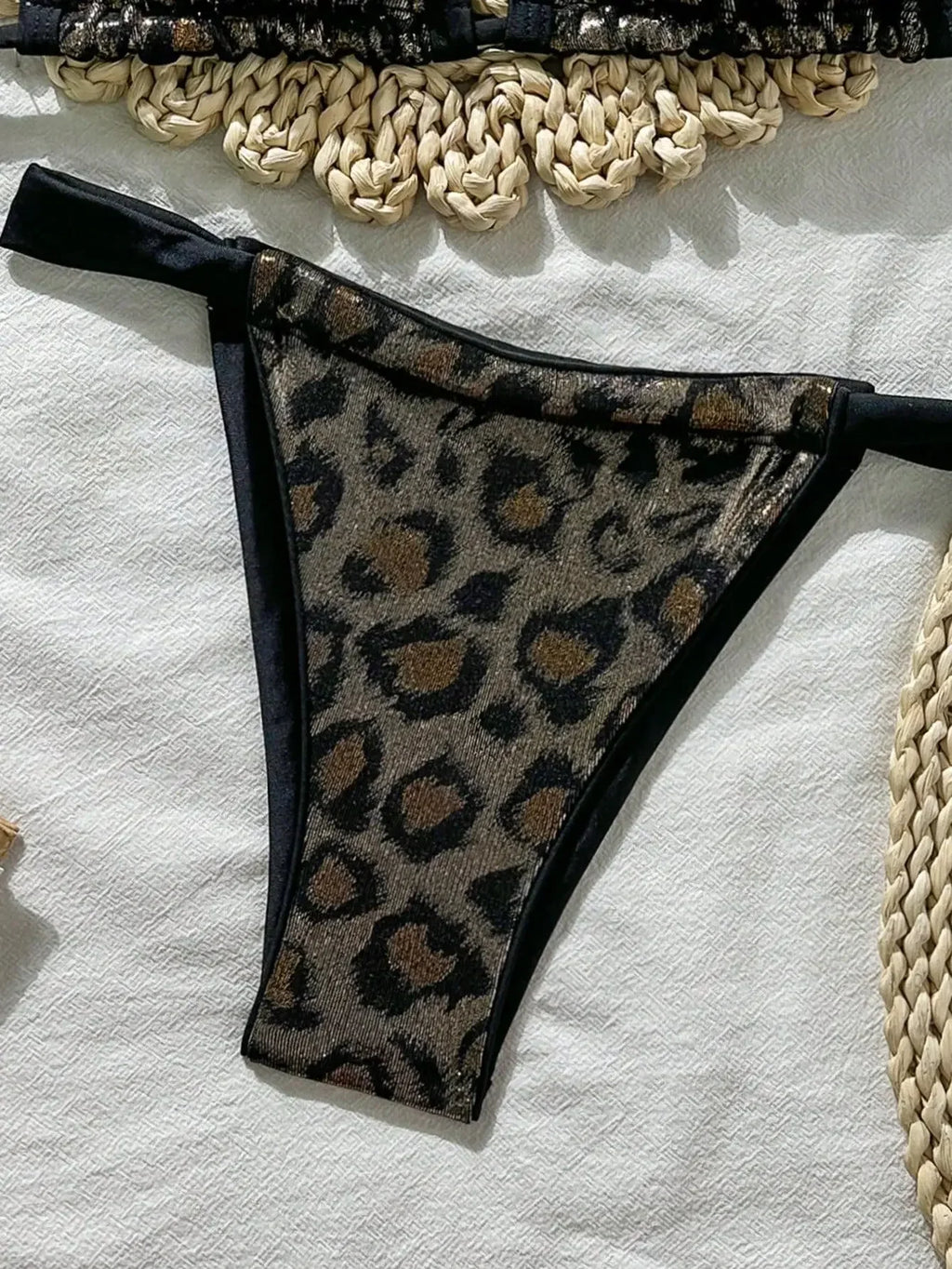 Shiny Brozing Wine Leopard Print Bikini Women Sexy Push Up Bra Pleate Triangle Swimsuit 2026 Beach Bathing Suit Holiday Swimwear