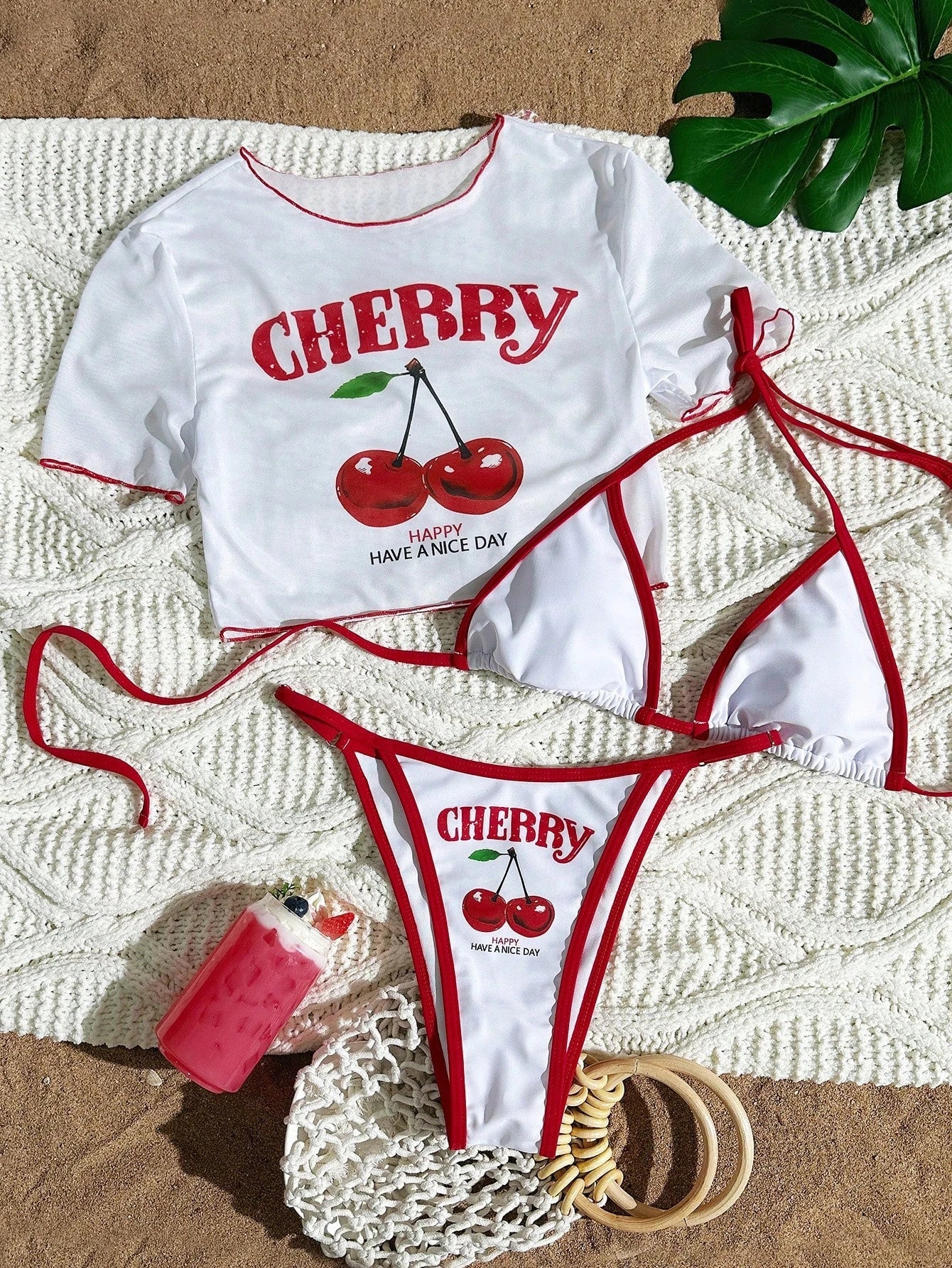 3 Pieces Brazilian Thong Bikinis 2026 Women Trikini Swimwear Female Halter Triangle Swimsuit & Tops Bathing Swimming Swim Suit