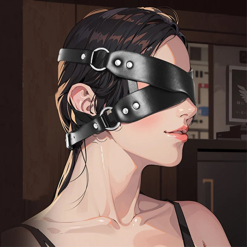 Solid Color Leather Mask Anime Glasses Women'sexy Accessories Exotic Style Adjustable Masks PU Blindfold Game For Adult Couples