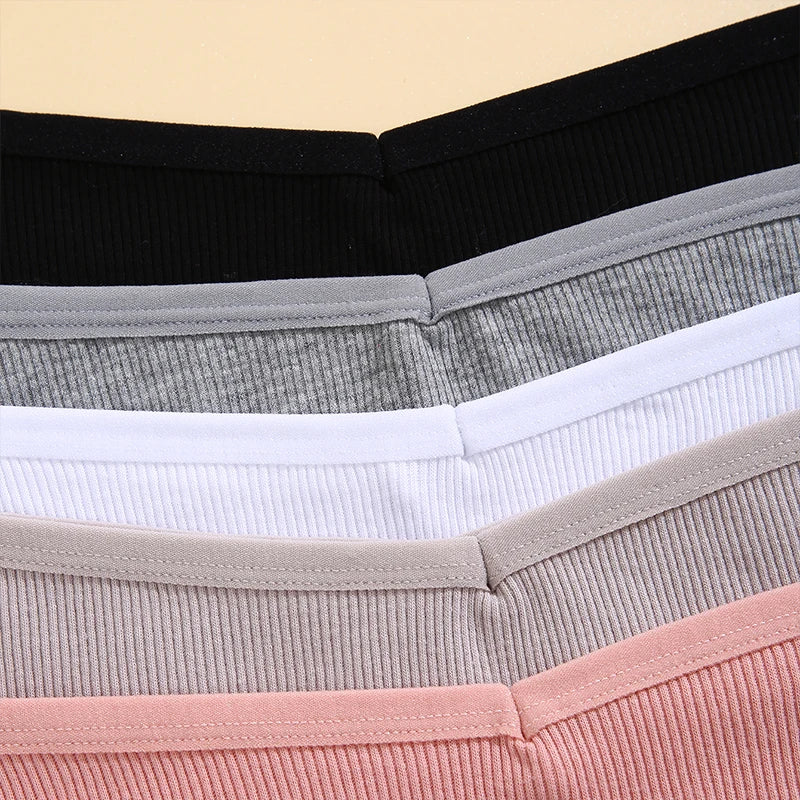 3PCS Cotton Women's Panties Sexy Comfortable Underwear Female Low Waist Stripe Briefs Solid Color Breathable Soft Lingerie M-XL