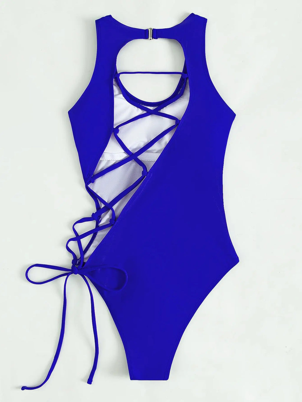 2026 Print Lace Up Back Swimsuit One Piece Solid Swimwear Women Bathing Swimming Suit Female Padded Summer Beachwear Bodysuit