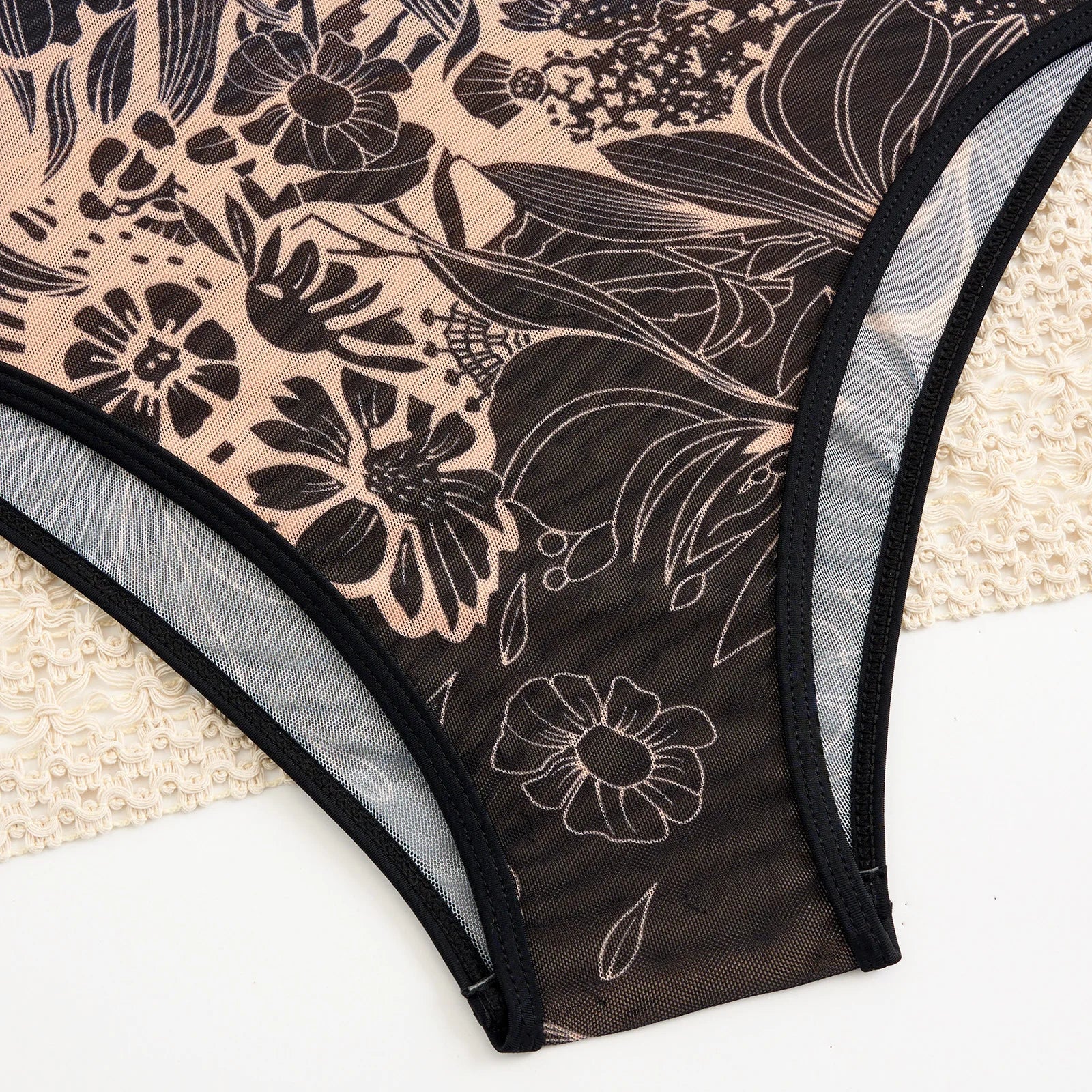 Vintage Black Floral Print One Piece Swimsuit Women Summer Long Sleeve Slim Fit Swimwear Skirt Set 2025 Holiday Bathing Suits