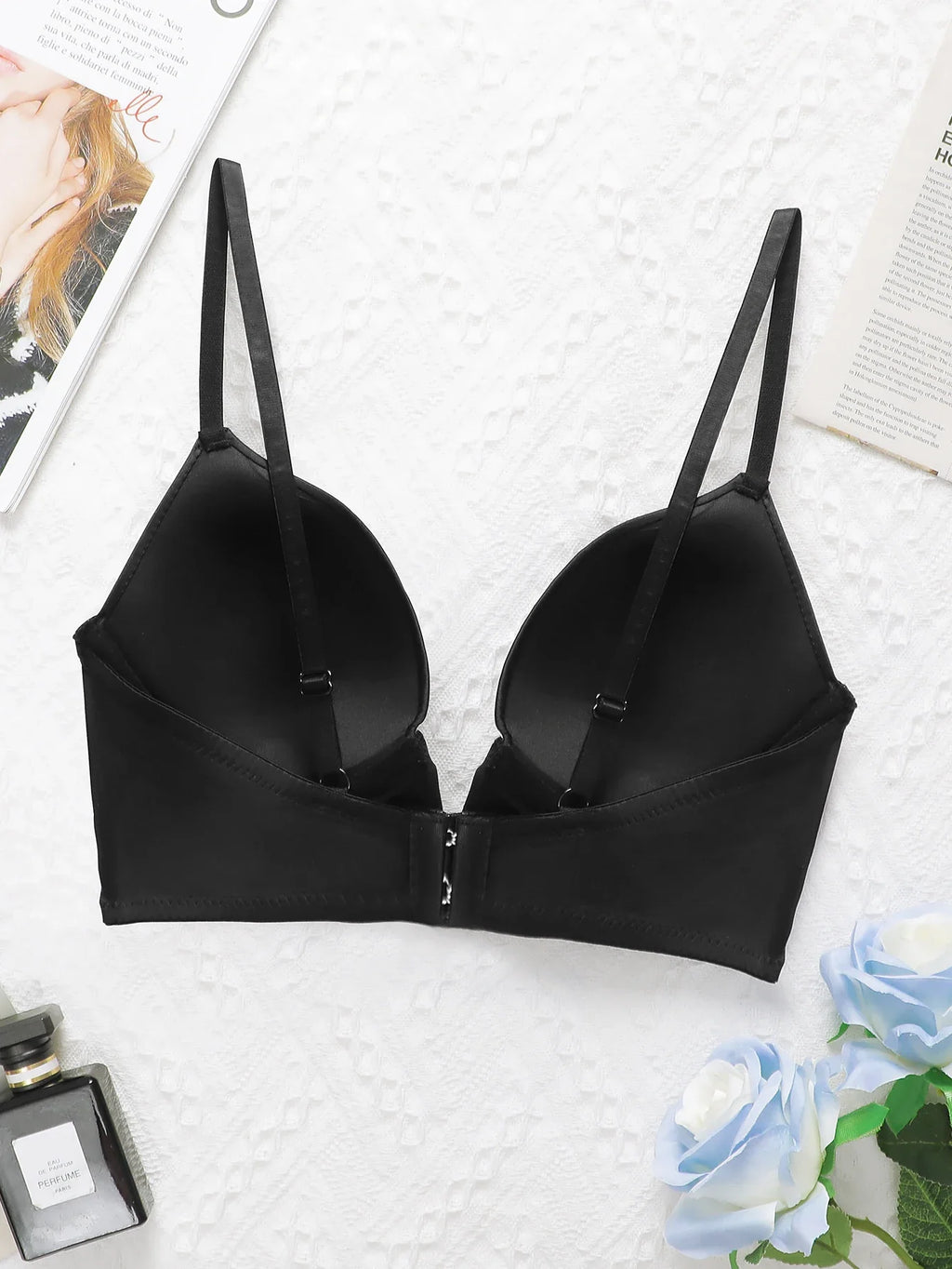 Black Deep V Sexy Lingerie Women's Underwear Retro Elegant Underwear Can be Paired with Deep V Evening Dress U055