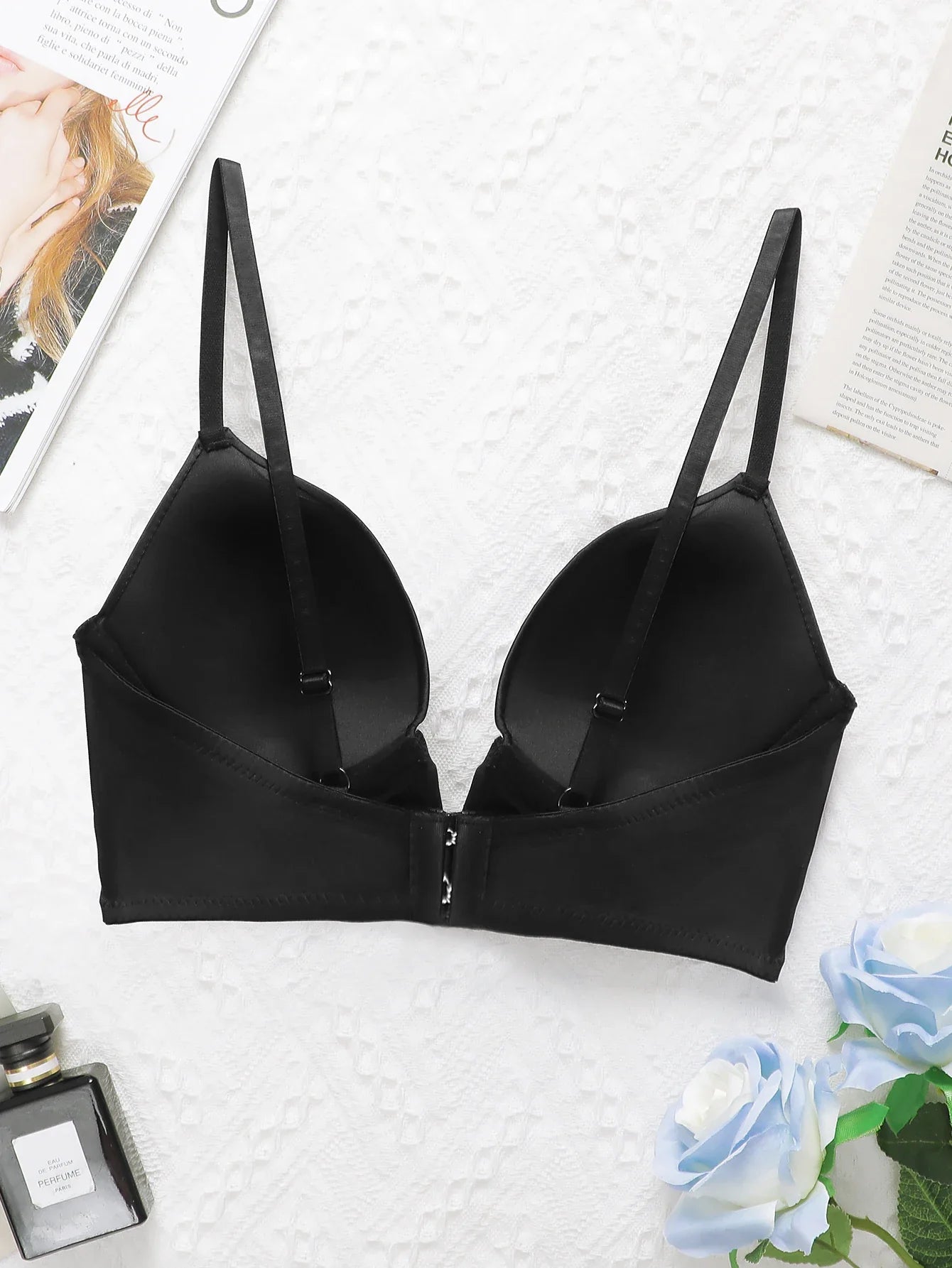 Black Deep V Sexy Lingerie Women's Underwear Retro Elegant Underwear Can be Paired with Deep V Evening Dress U055
