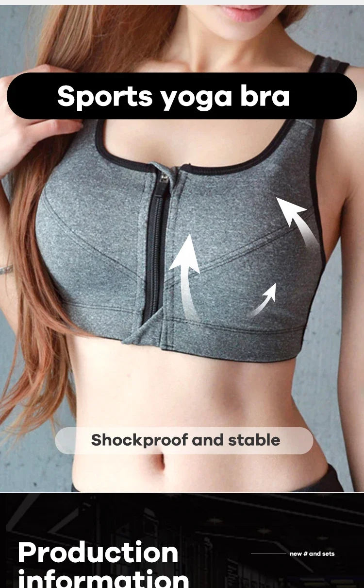 CZGUKE  S-2XL Popular Sports Top Yoga Bra Women's Shockproof Sports Shirt Sports Bra Front Zipper Women's Push Up Bra Sportswear