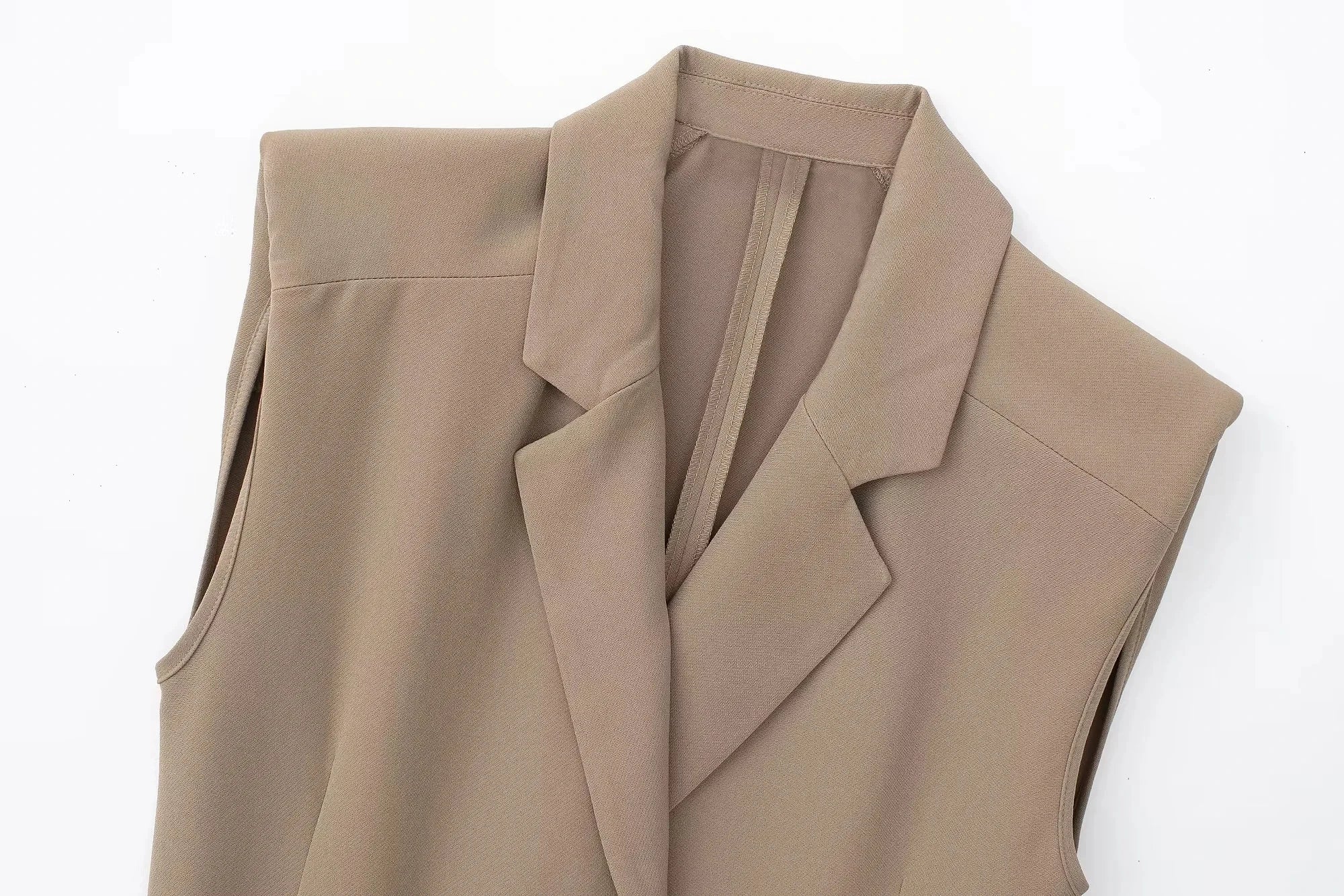 Foridol Khaki Double Breasted Sleeveless Office Windbreaker Style Dress Turn Down Collar Lady Elegenta Vintage Belt New Vestidos
