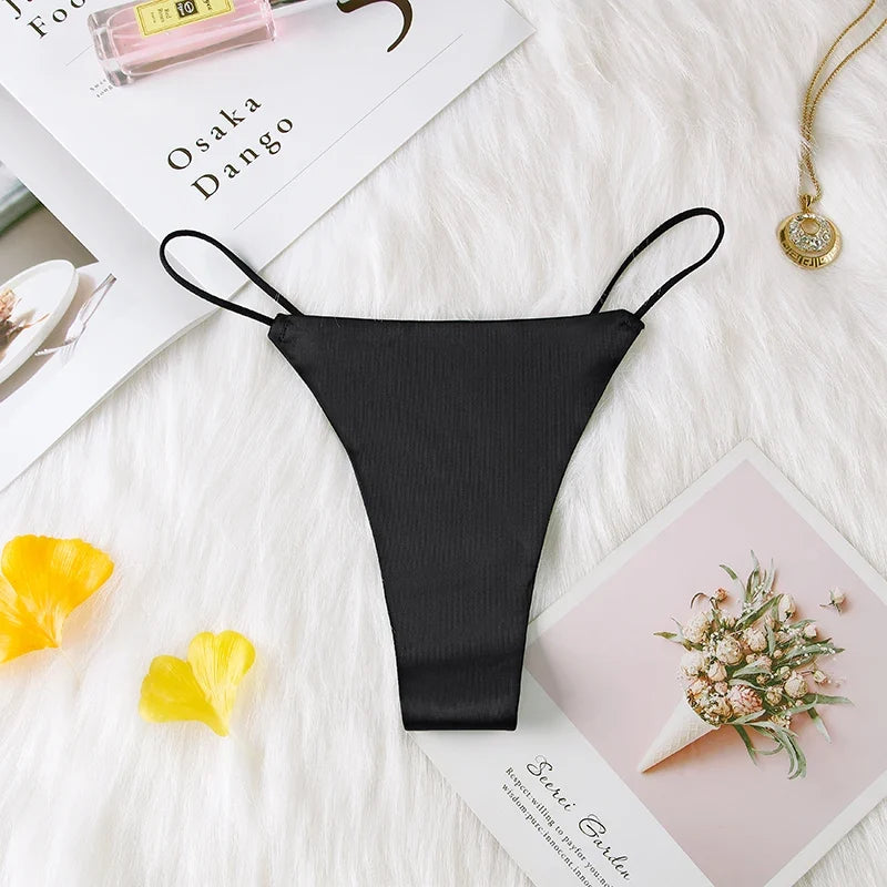 Women Panties G String Sexy Thong Seamless Underwear Ice Silk T Back Butterfly Briefs Girls Low Waist Lingerie Plus Size S-XL
