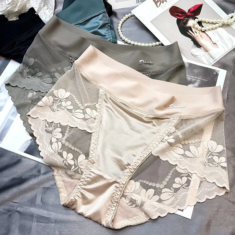 Lace large size high waist underwear women's butt lifting breathable briefs