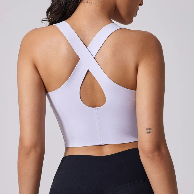 DIAS FIT JOY Wide shoulder strap cross sports vest comfortable shockproof yoga bra fixed chest pad beautiful back fitness Gym