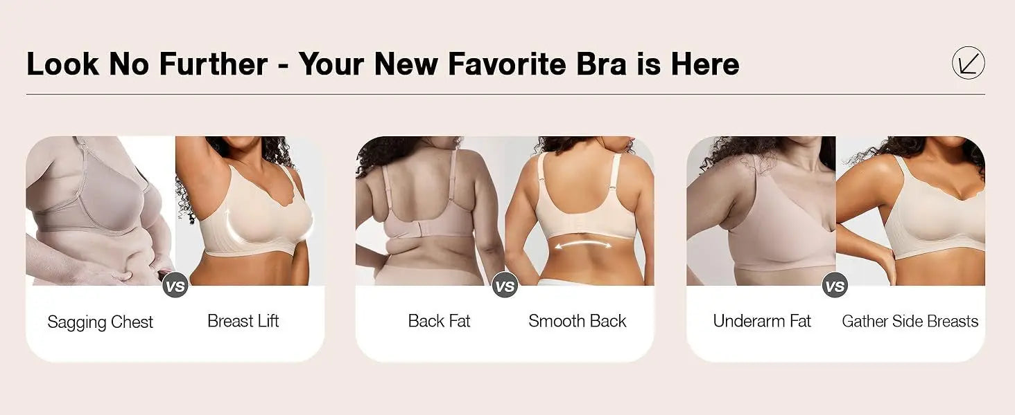 Women's Wavy Smooth Bra Wire-free and Seamless Bra Supports Side Breast Prevents Sagging Comfortable and Pushes Up