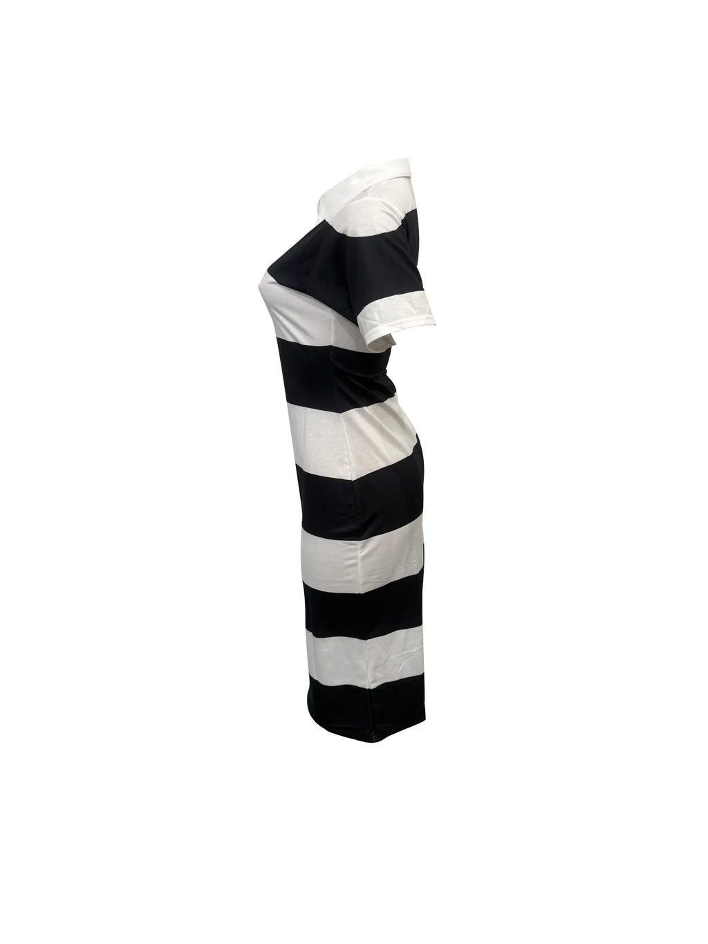 Summer women's fashionable lapel contrasting color slim fit slit dress